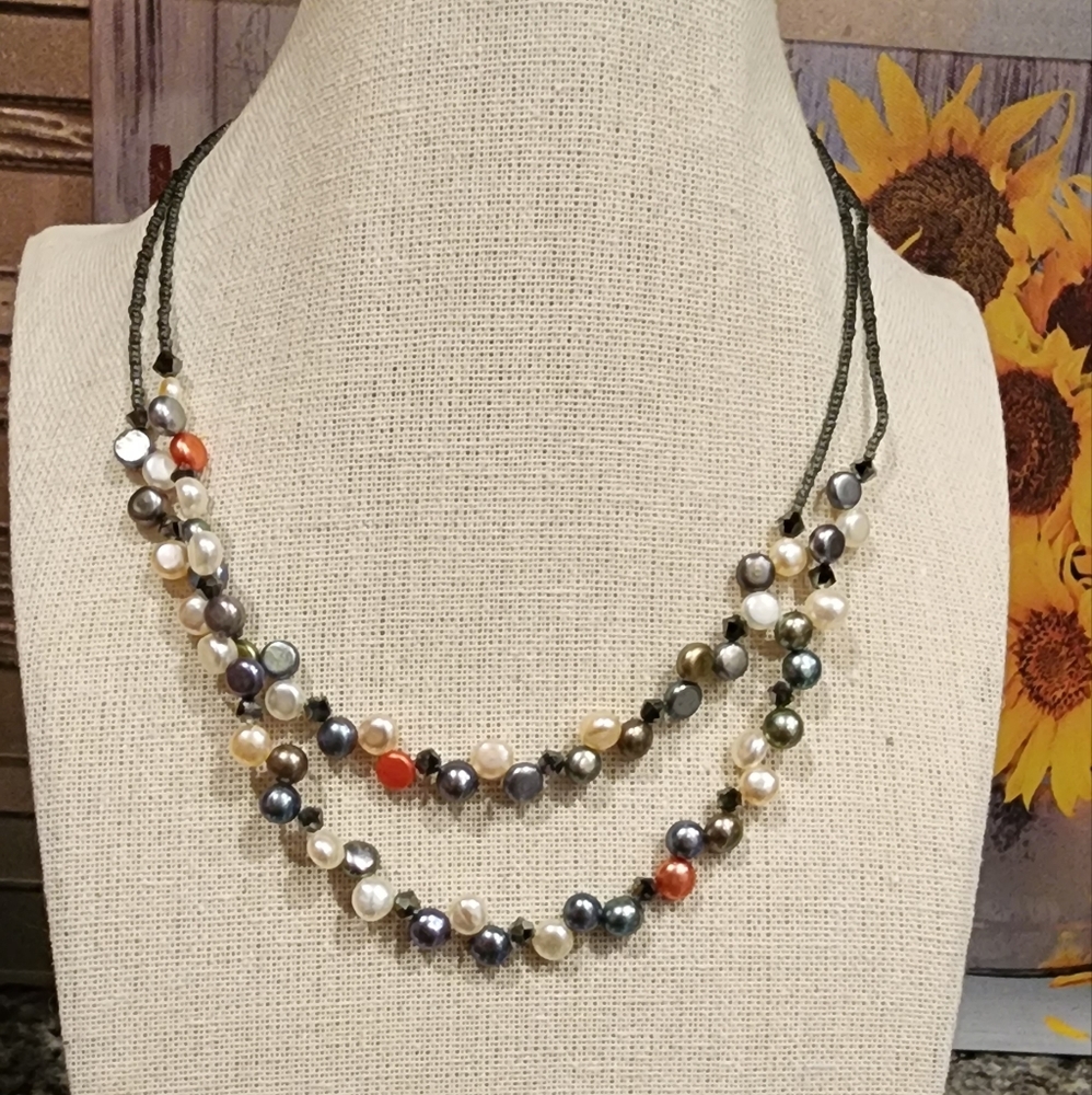 Lia Sophia Pearl Jam Double Strand Necklace - Picture 1 of 2